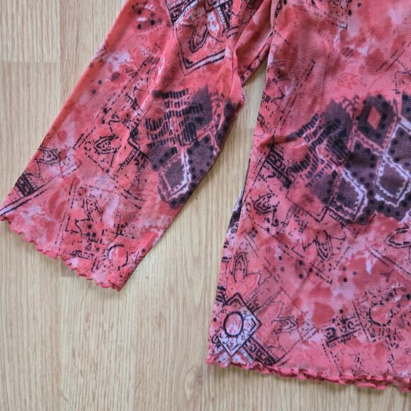 Laura Ashley Womens Vintage Y2K Semi Sheer Mesh Top Large Fairy Boho Artsy - Picture 10 of 10